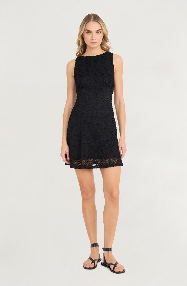 The Good Journey Textured Fit & Flare Dress, Alternate, color, Black