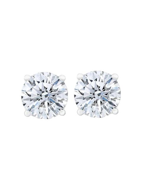 Certified 3Ct TW Diamond Studs 14k Gold Screw Backs Lab Grown