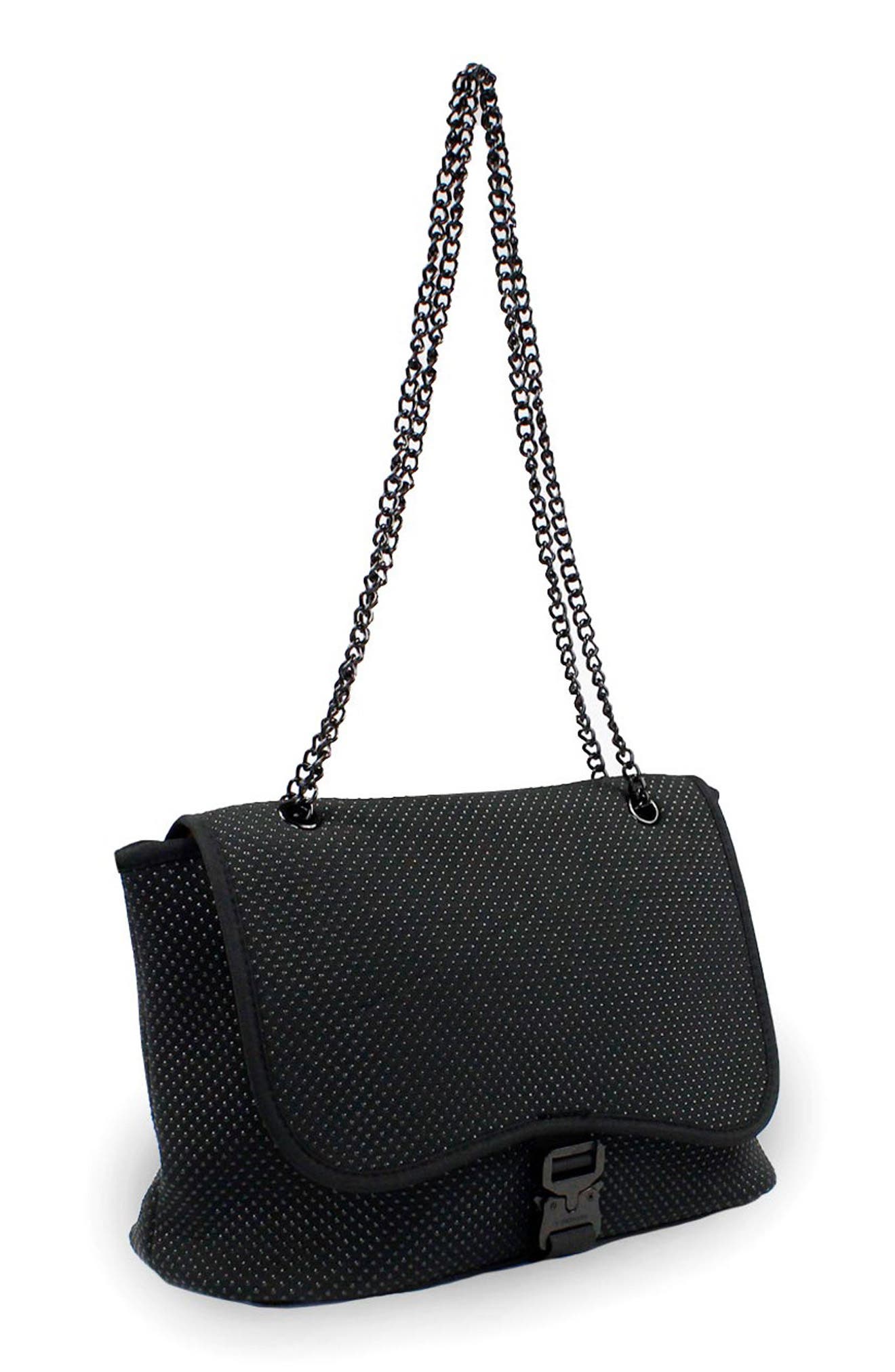 POP UPS BRAND Water Resistant Neoprene Shoulder Bag, Alternate, color, Black