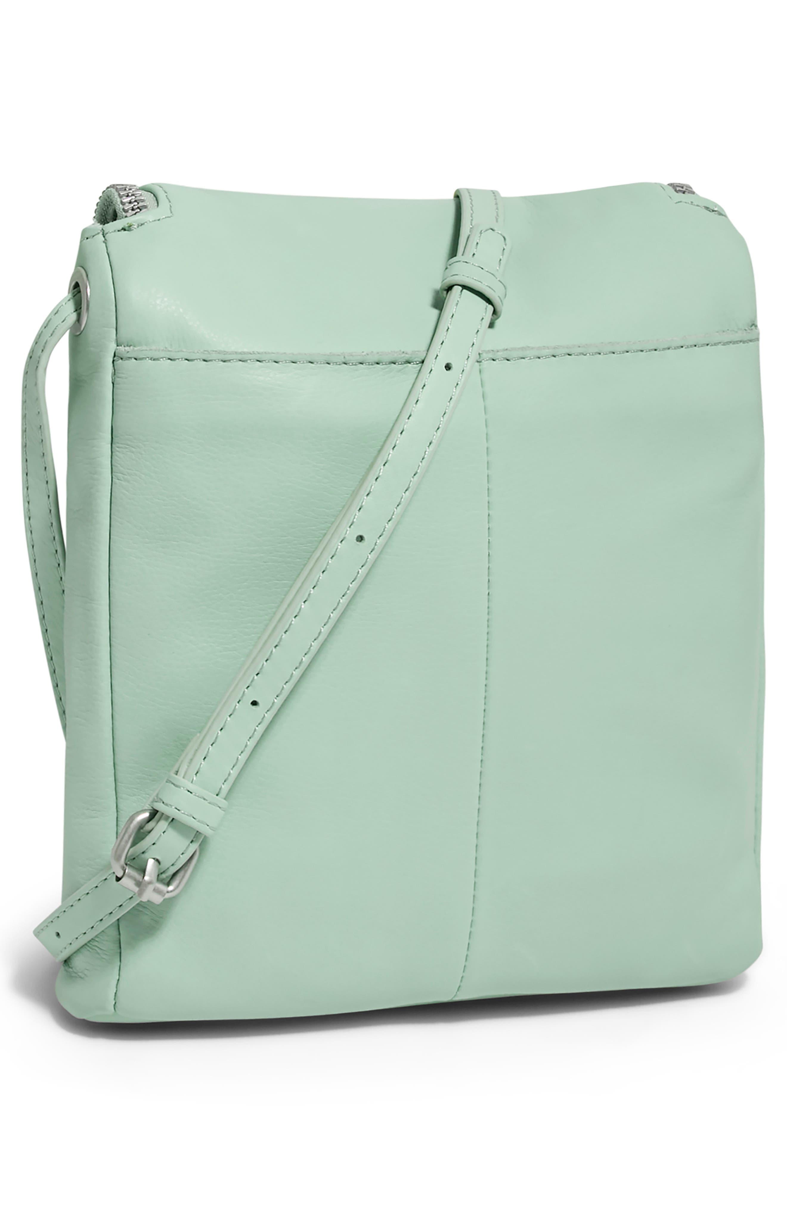 AMERICAN LEATHER CO. Large Hampton Leather Zip-Around Crossbody Bag, Alternate, color, Aquamarine