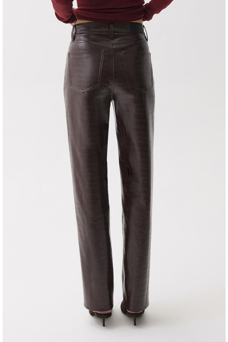 Cassie Croc Embossed High Waist Straight Leg Faux Leather Pants, Alternate, color, BURGUNDY CROC