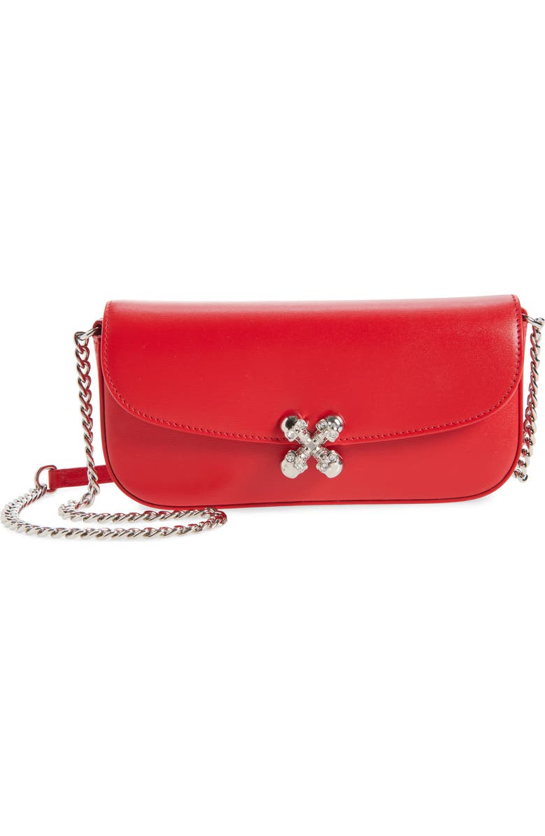 McQueen Small Skull Flower Shoulder Bag, Main, color, Red/ Silver