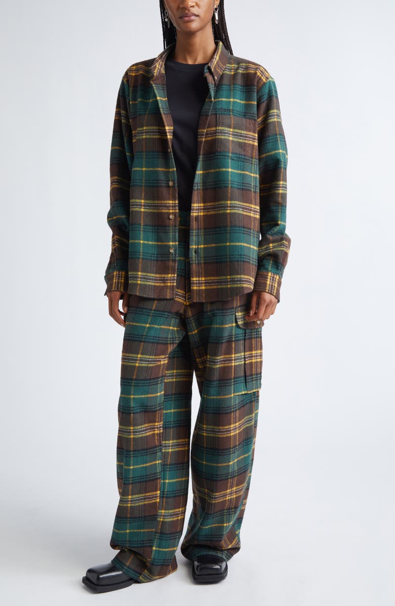 Sky High Farm Workwear Gender Inclusive Flannel Button-Down Shirt, Alternate, color, Yellow