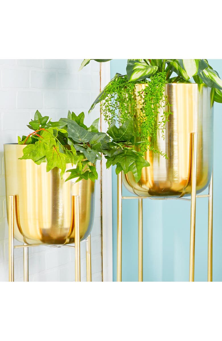 COSMO BY COSMOPOLITAN Goldtone Metal Glam Planter with Removable Stand - Set of 2, Alternate, color,