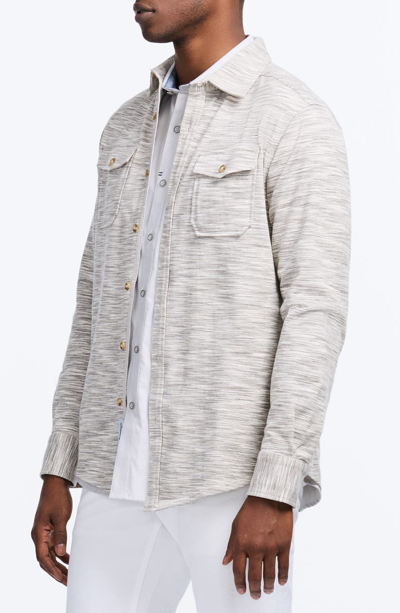 Robert Graham Storrs Space Dye Knit Cotton Blend Button-Up Shirt, Alternate, color, Light Grey