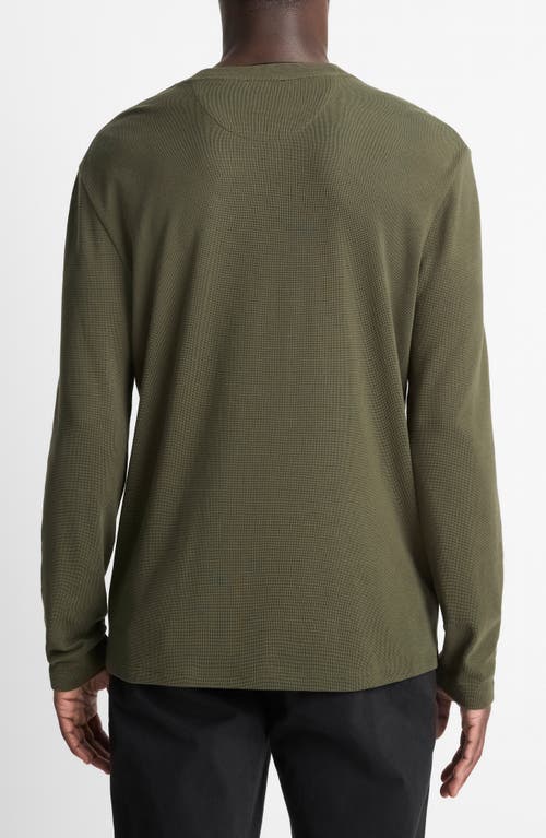 Vince Double Collar Waffle Knit Pima Cotton T-shirt In Green