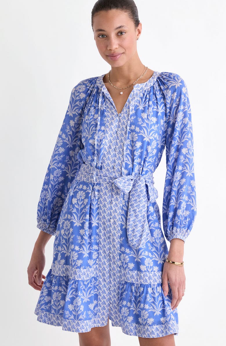 vineyard vines Print Tie Waist Long Sleeve Dress, Alternate, color, Floral Breaker Blue