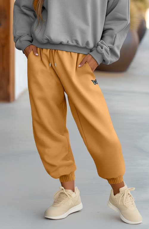 Dalix Womens Butterfly Heavy Weight Fleece Sweatpant Pant In Peanut