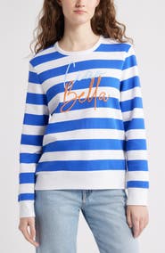 Caslon® Stripe Embroidered Graphic Sweatshirt