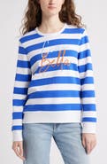 Caslon® Stripe Embroidered Graphic Sweatshirt