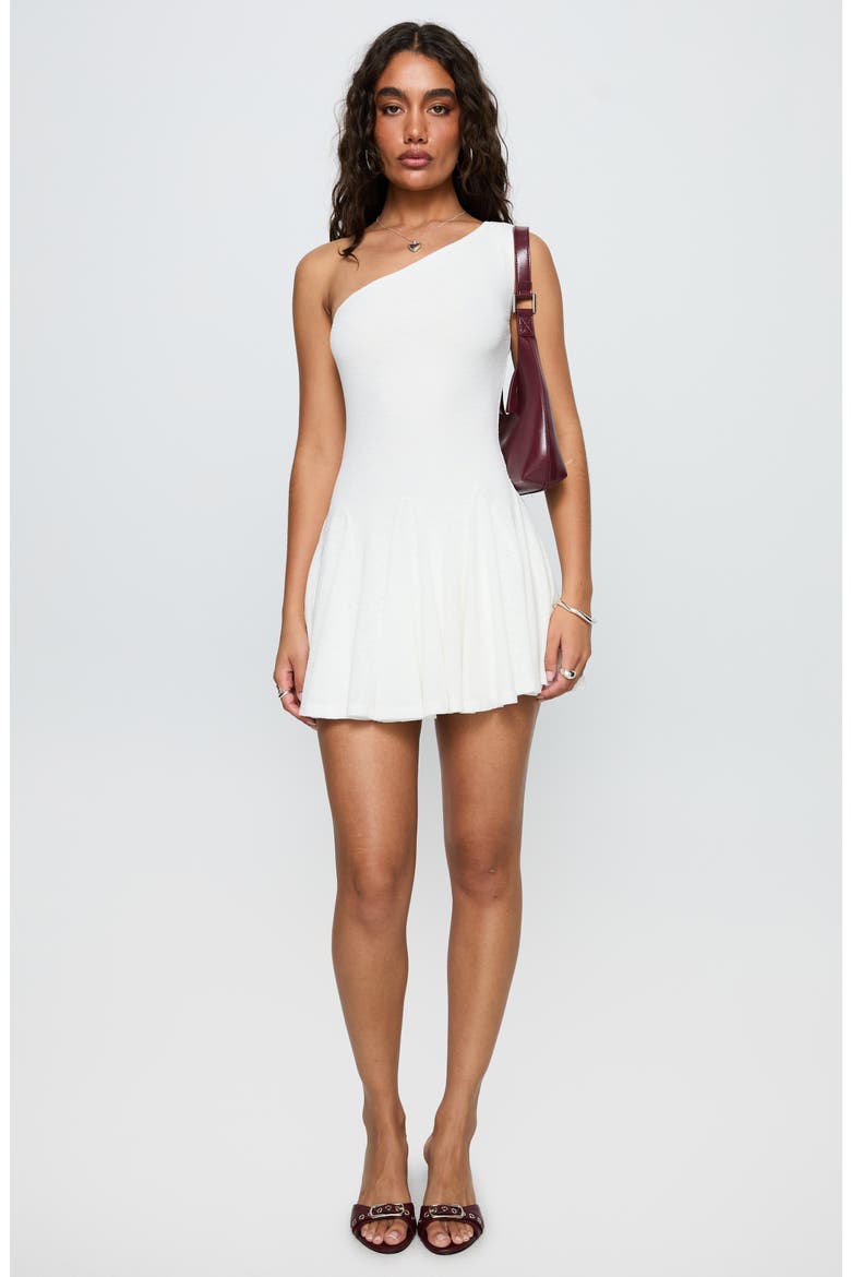 Writing Vows One-Shoulder Minidress, Alternate, color, WHITE