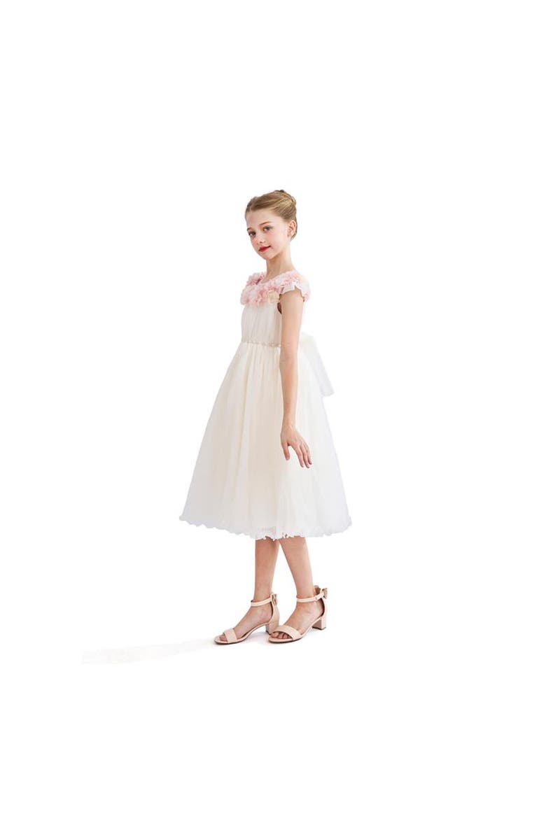 Tulleen Dress with Petal Trim, Alternate, color, White