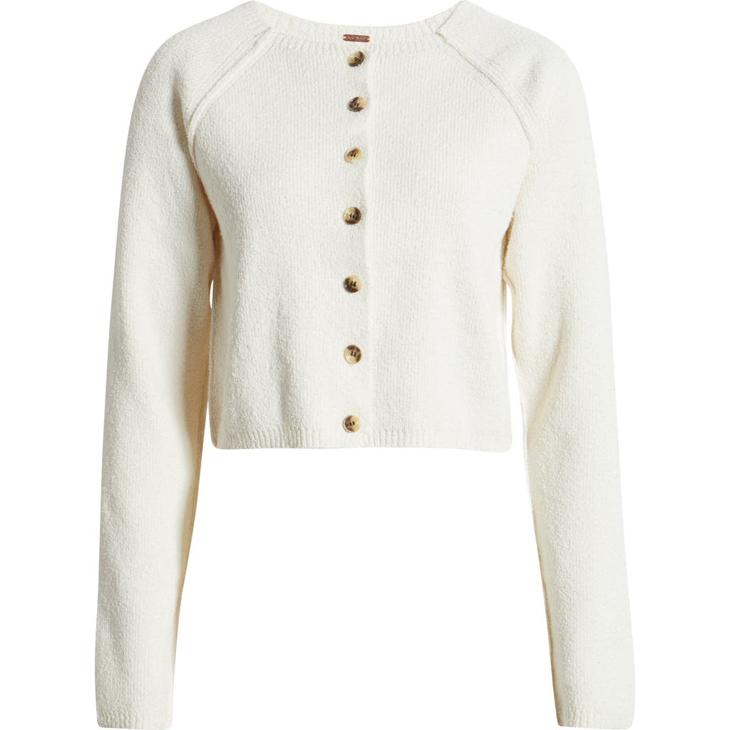 Free People Sydney Boxy Crop Cardigan In Optic White