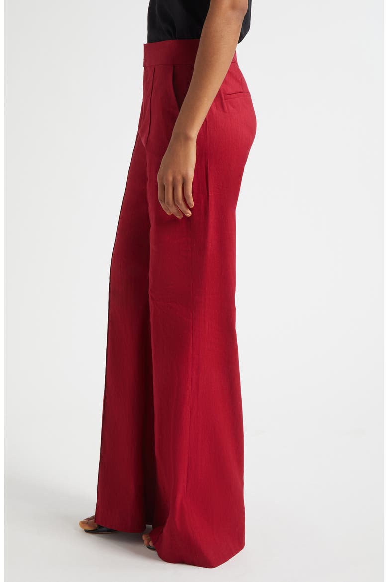Dylan High Waist Wide Leg Linen Blend Pants, Alternate, color, DARK CHERRY