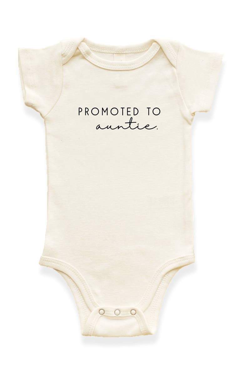 Promoted to Auntie Organic Baby Bodysuit, Main, color, Natural