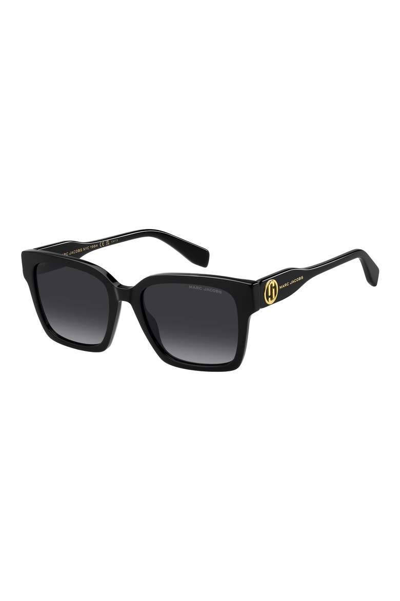 53mm Gradient Square Sunglasses, Alternate, color, BLACK/ DARK GREY SF