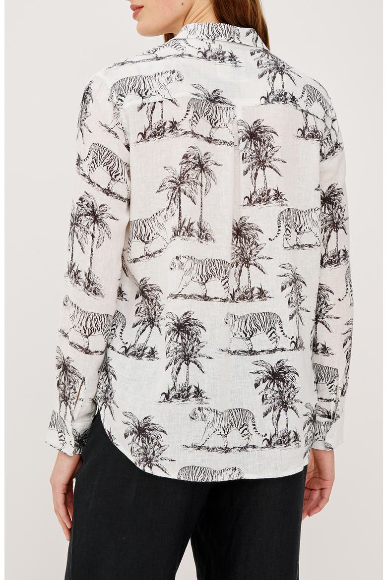 Charli Linen Blend Button-Up Shirt, Alternate, color, IVORY BENGAL