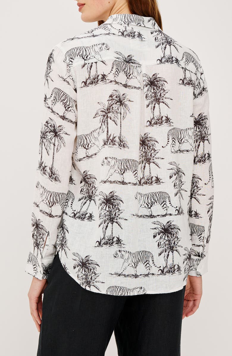 Rails Charli Linen Blend Button-Up Shirt, Alternate, color, Ivory Bengal