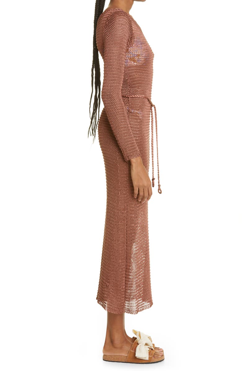 Zimmermann Tropicana Long Sleeve Cotton Mesh Midi Cover-Up Dress, Alternate, color,