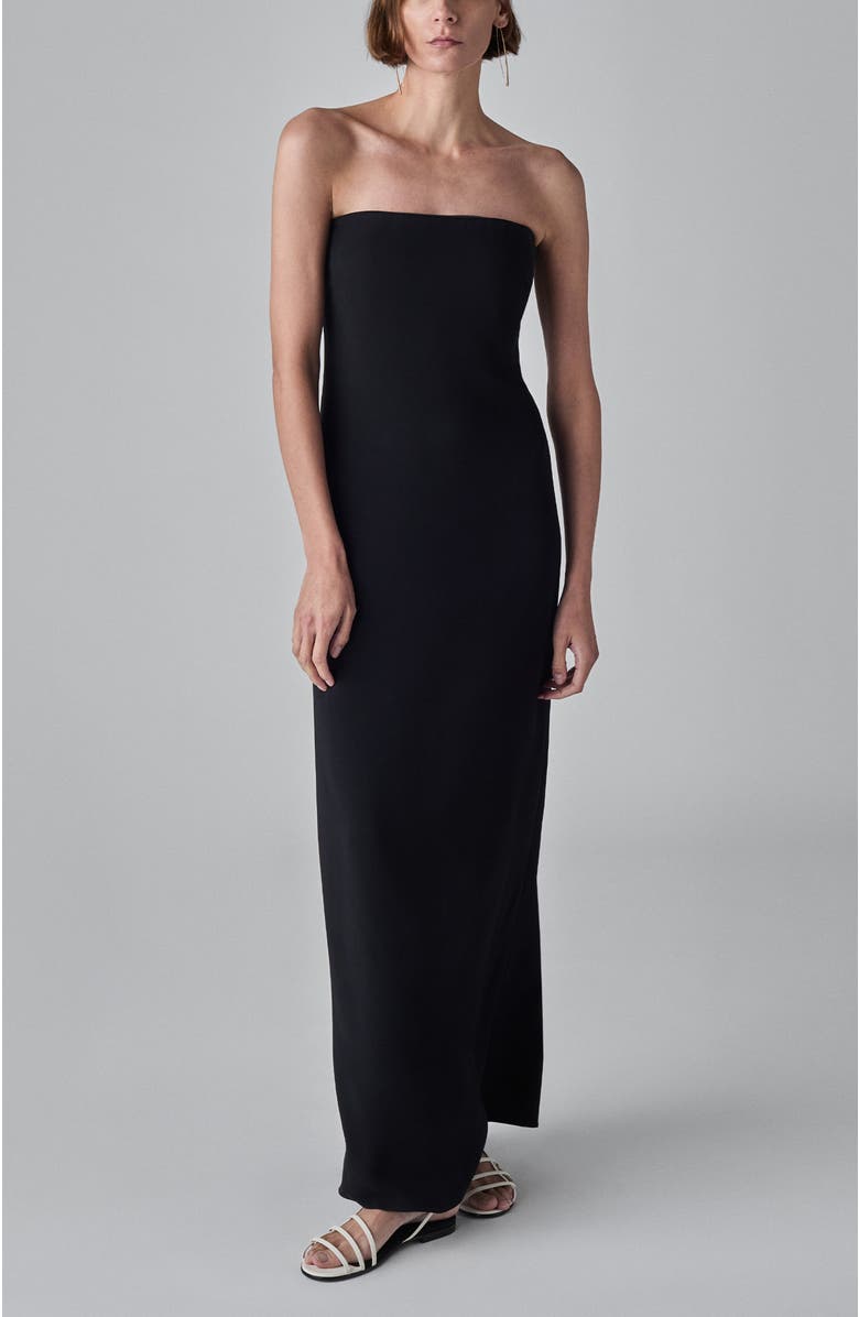 CO Strapless Column Dress in Viscose Crepe, Alternate, color,