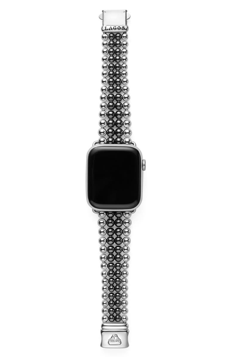 LAGOS Smart Caviar Infinite Black Ceramic Apple Watch<sup>®</sup> Watchband, Alternate, color, Black/ Silver