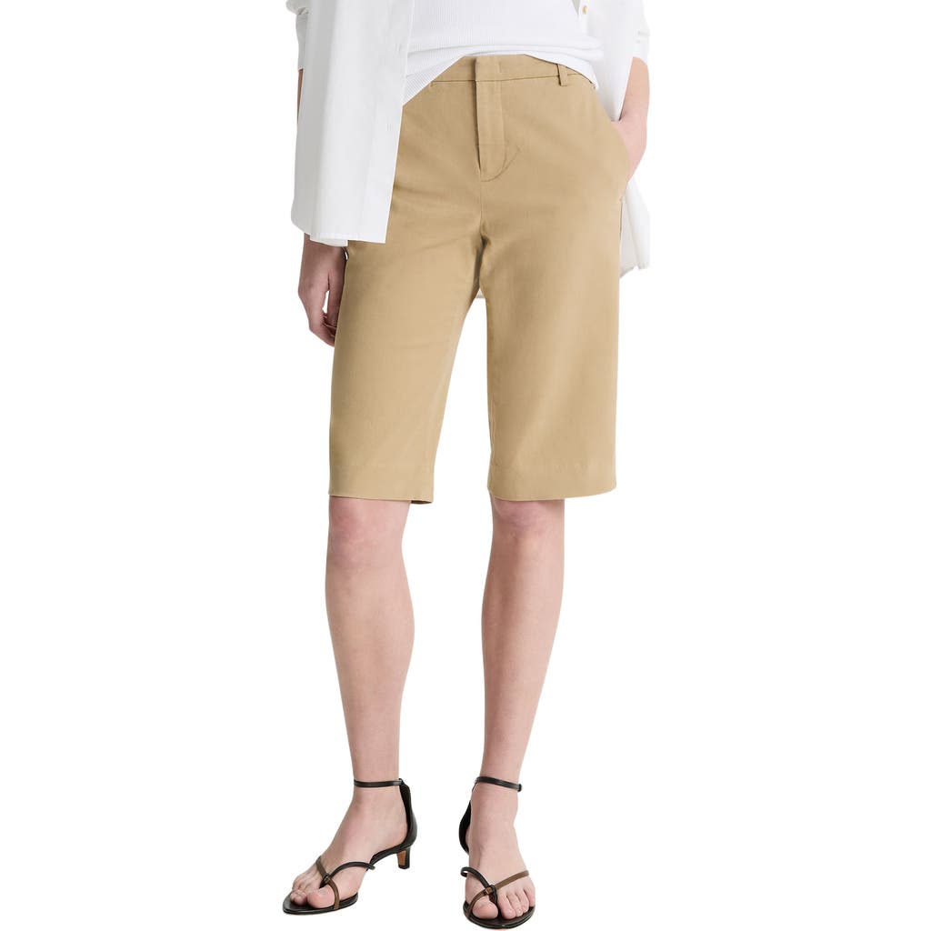 Shop Vince Stretch Cotton Bermuda Chino Shorts In Desert