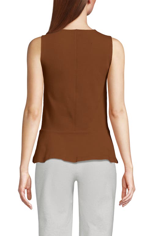 Lands' End Sleeveless Starfish Peplum Top In Brown