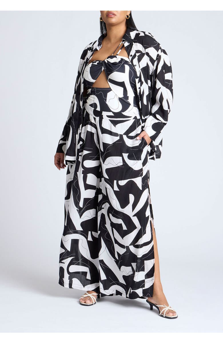 ELOQUII Printed Cover-Up Top, Alternate, color, Pool Geo