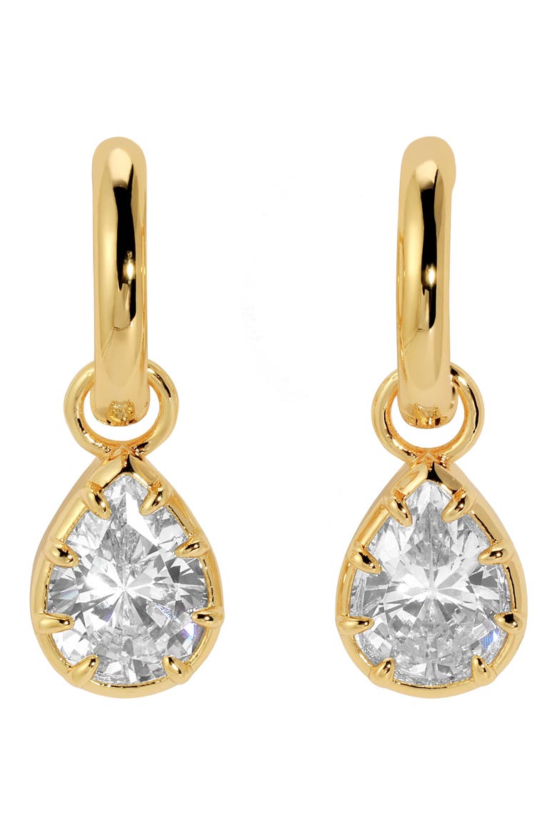 Estelle Cubic Zirconia Drop Earrings, Main, color, GOLD