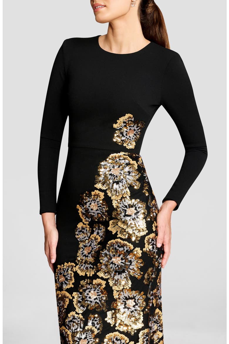 Anitza Sequin Long Sleeve Mermaid Gown, Alternate, color, GOLD MULTI
