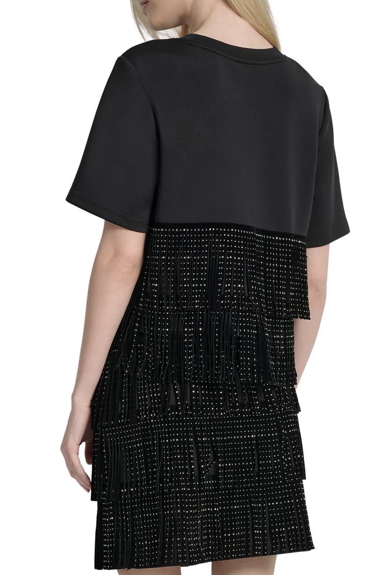 Stud Fringe T-Shirt, Alternate, color, BLACK