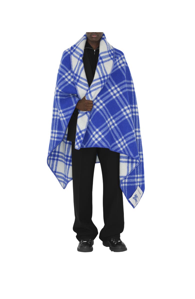 Burberry Check Wool Blanket, Alternate, color, Knight