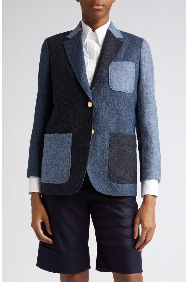Fun Mix Patch Pocket Wool Blazer, Main, color, NAVY