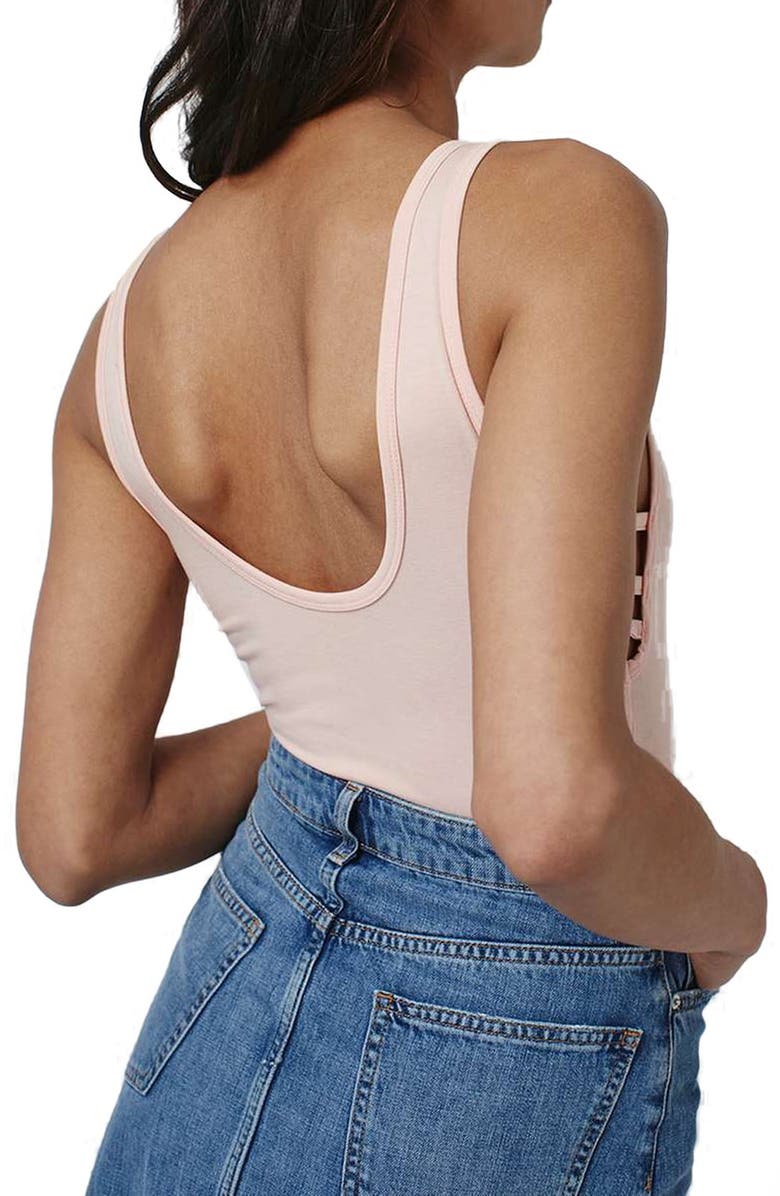 Topshop Sleeveless Washed Jersey Bodysuit, Alternate, color, 