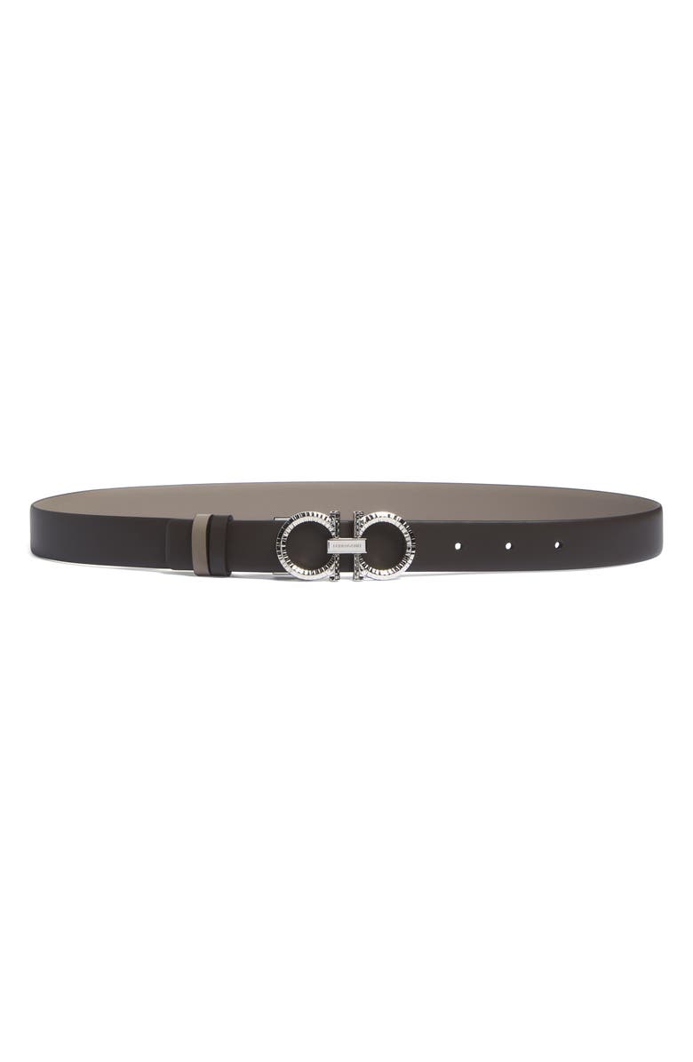 FERRAGAMO Donna Reversible Leather Belt, Main, color, Testa Di Moro Warm Taupe