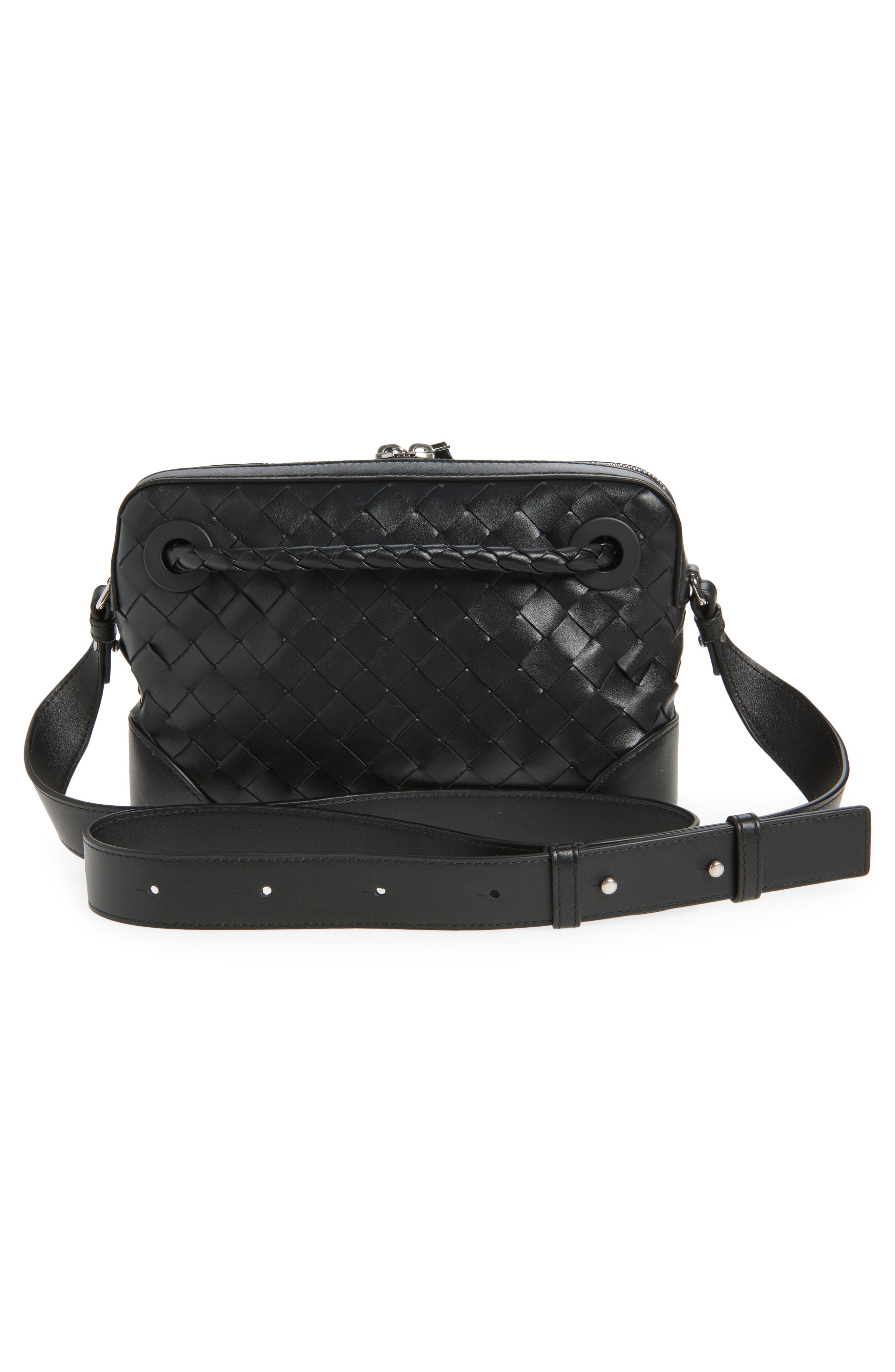 Bottega Veneta Andiamo Leather Messenger Bag, Alternate, color, 1249 Black-Vintage Sil-Bl