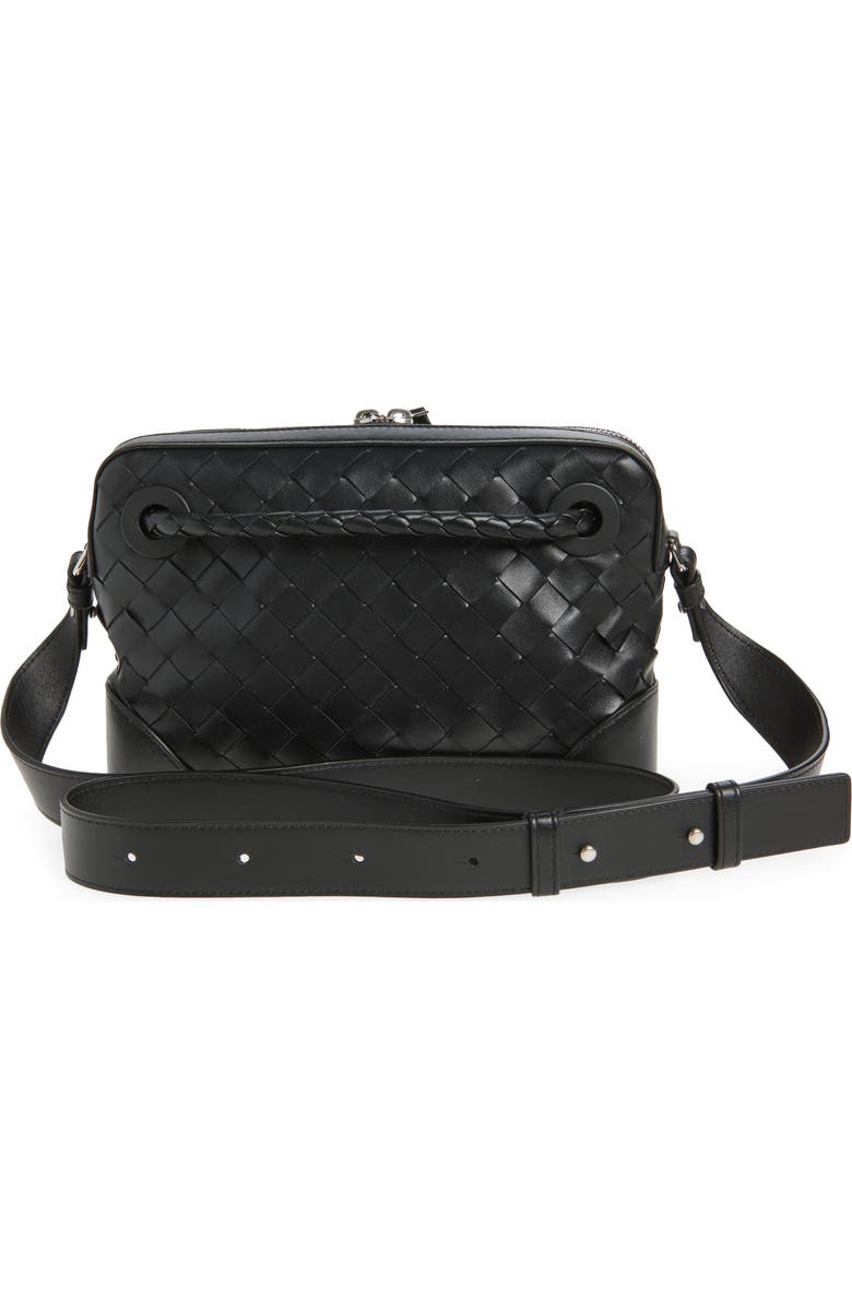 Bottega Veneta Andiamo Leather Messenger Bag, Alternate, color, 1249 Black-Vintage Sil-Bl