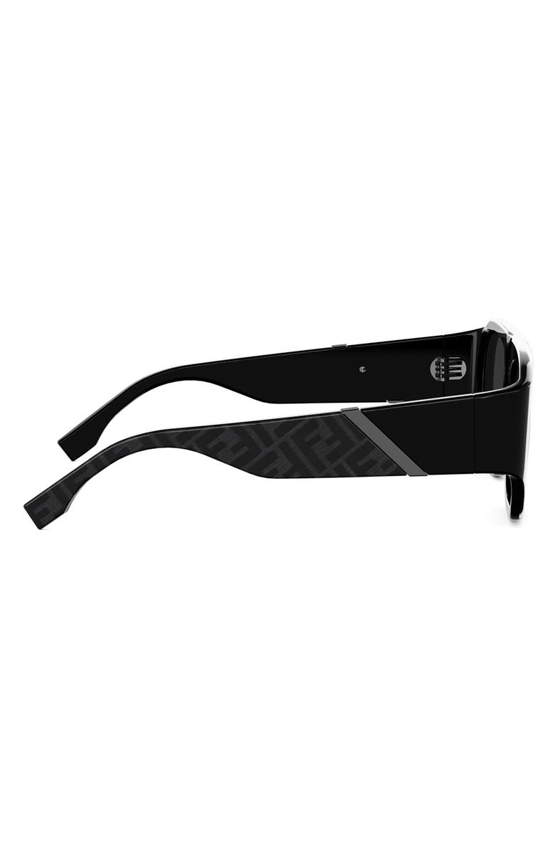 Fendi Diagonal 54mm Rectangular Sunglasses, Alternate, color, Shiny Black / Smoke