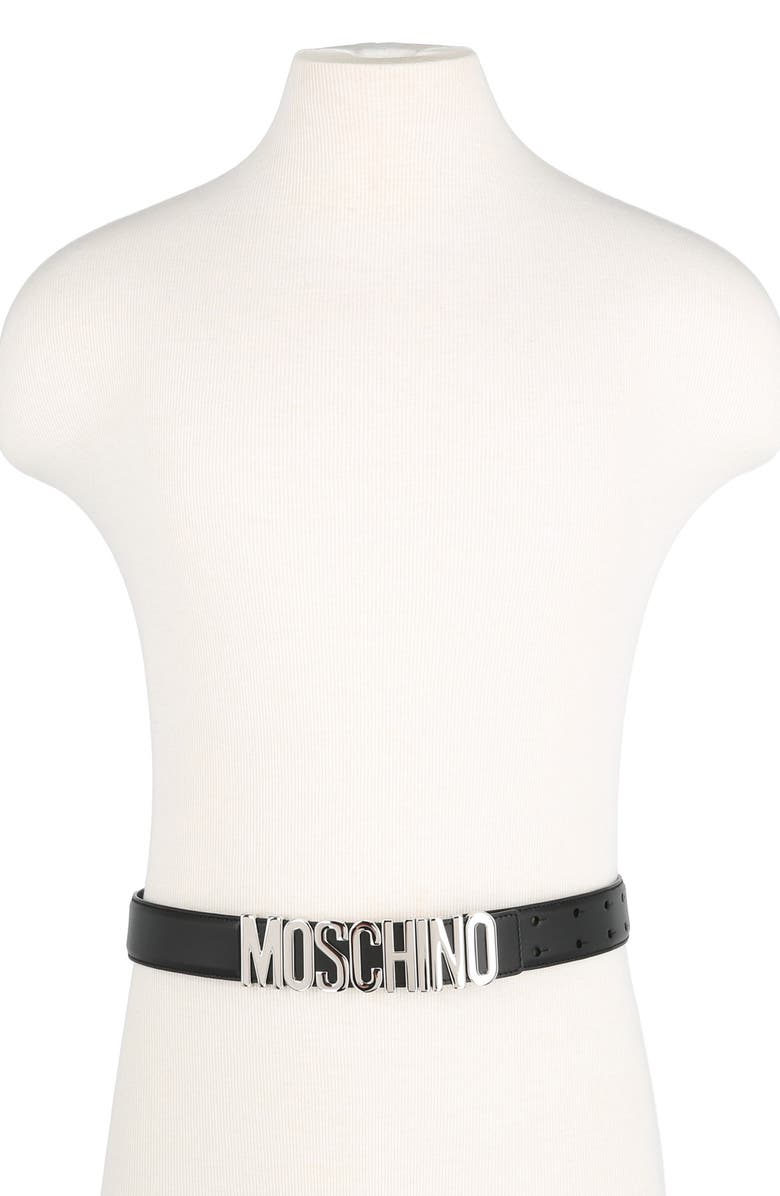 Moschino Thick Leather Logo Belt, Alternate, color, 