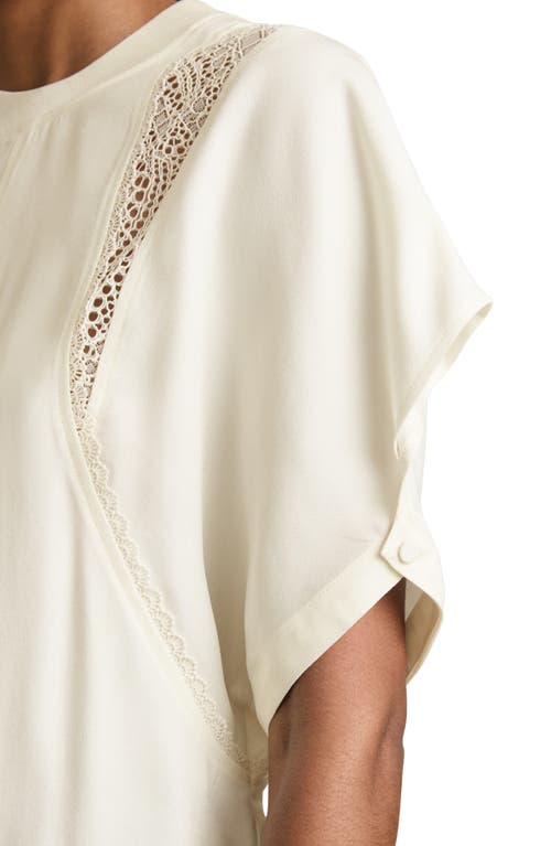 Reiss Harlowe Lace Insert T-shirt In White