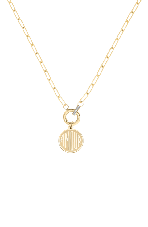 amour coin charm 14k gold filled necklace
