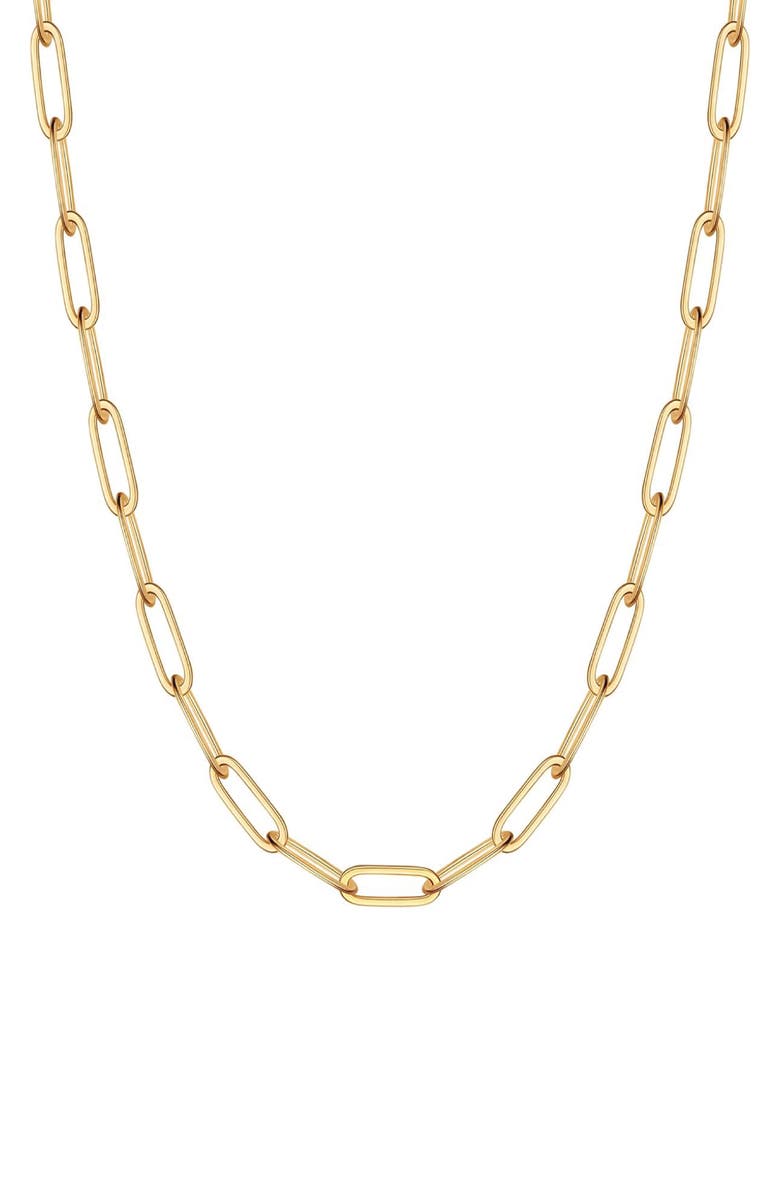 BEST SILVER 14K Yellow Gold 4.5mm Paper Clip Chain Necklace, Main, color, 