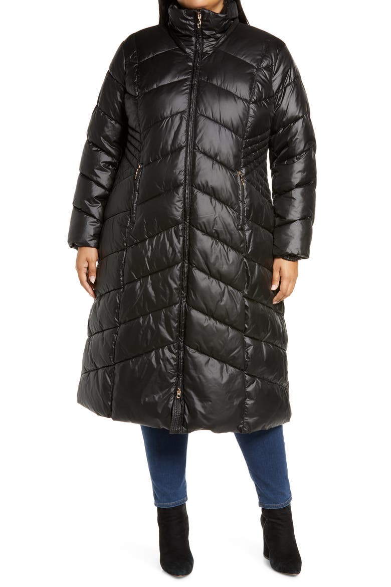 Long Quilted Parka with Faux Fur Trim, Alternate, color, BLACK