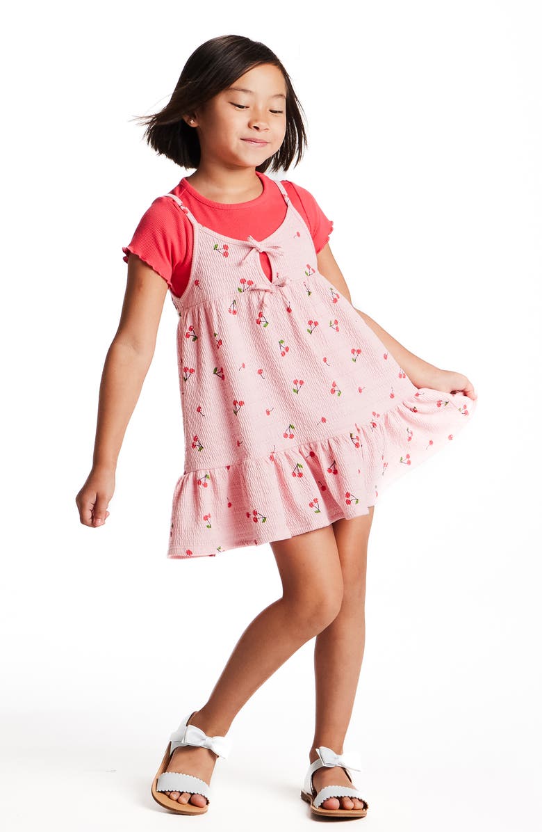 Andy & Evan Kids' Cherry Print Tank T-Shirt Dress, Alternate, color, Pink Cherry