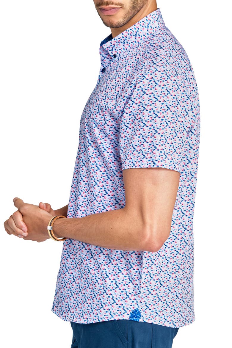 Slim Fit Mini Floral Stem Recycled 4-Way Stretch Performance Short Sleeve Shirt, Alternate, color, MULTI