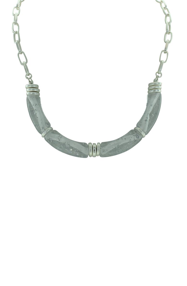 OLIVIA WELLES Emanuela Marbled Necklace, Alternate, color, Worn Silver
