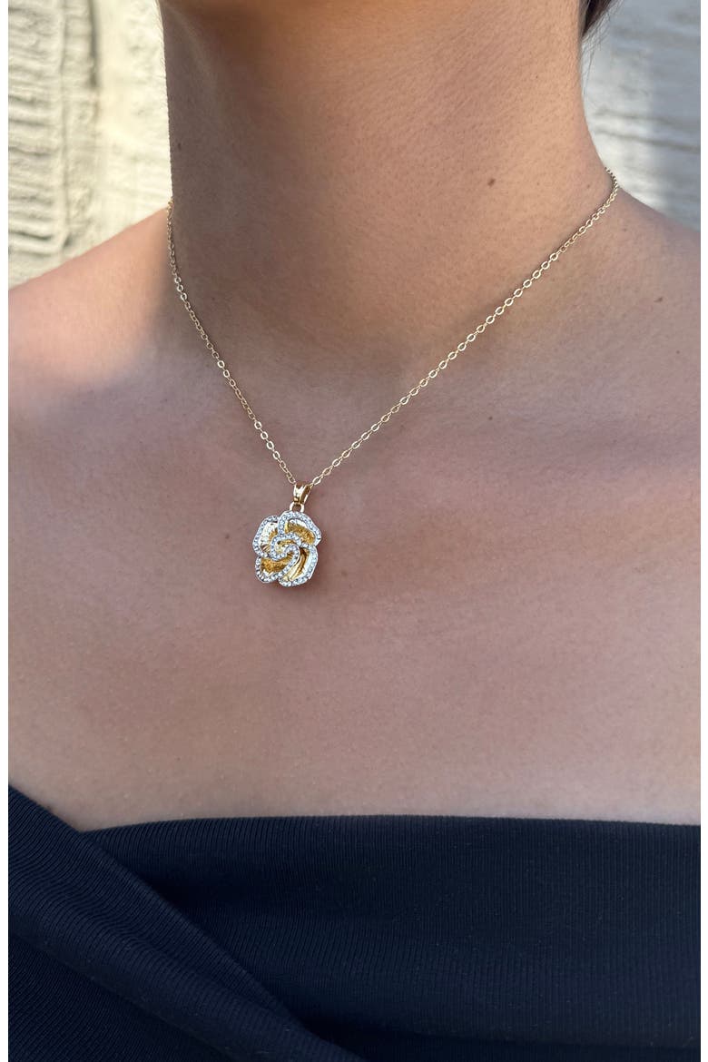 Cubic Zirconia Flower Pendant Necklace, Alternate, color, GOLD