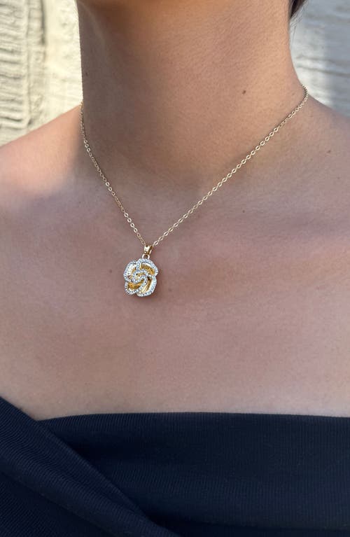 Adornia Plated Crystal Encrusted Flower Pendant Necklace In Gold