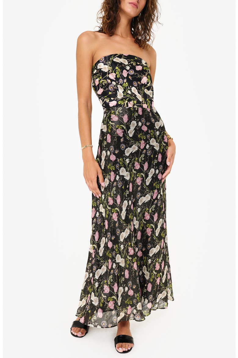 Prima Strapless Silk Top, Main, color, MIDNIGHT GARDENS