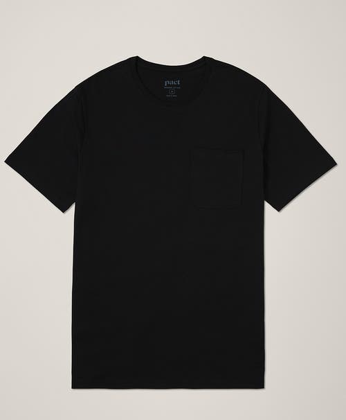 Pact Organic Cotton Softspun Pocket Crew Tee In Black